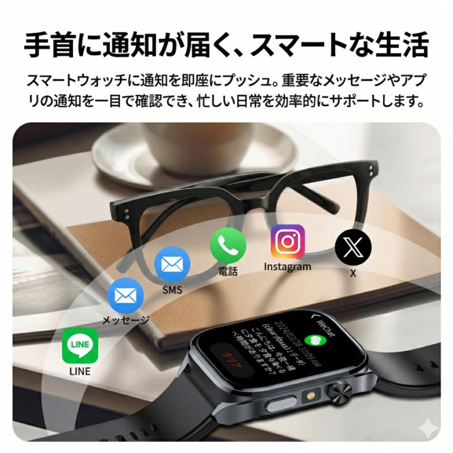2026新発売 スマートウォッチ 医療レベル 血圧測定 ECG心電図 通話機能 体温 血圧測定 体組成 血液成分分析 LINE着信通知 血中酸素 歩数計 睡眠 iPhone Androidの画像