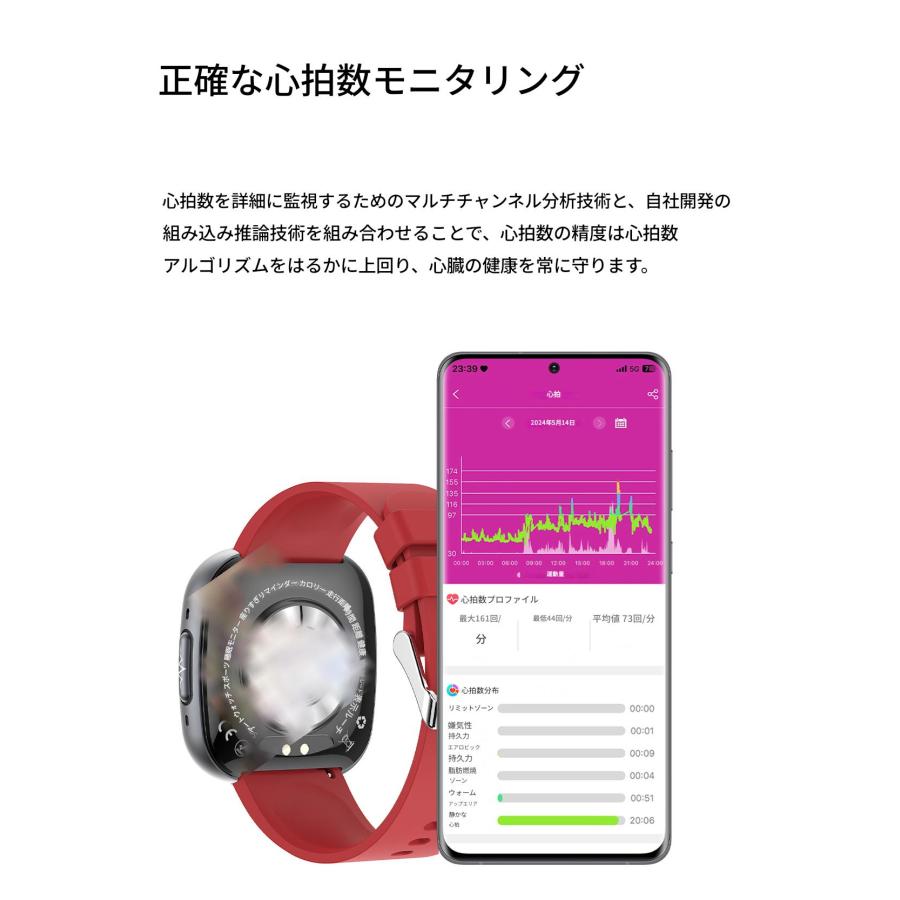 スマートウォッチ 通話機能 ECG心電図 他社9800円を 血圧測定 血中脂質