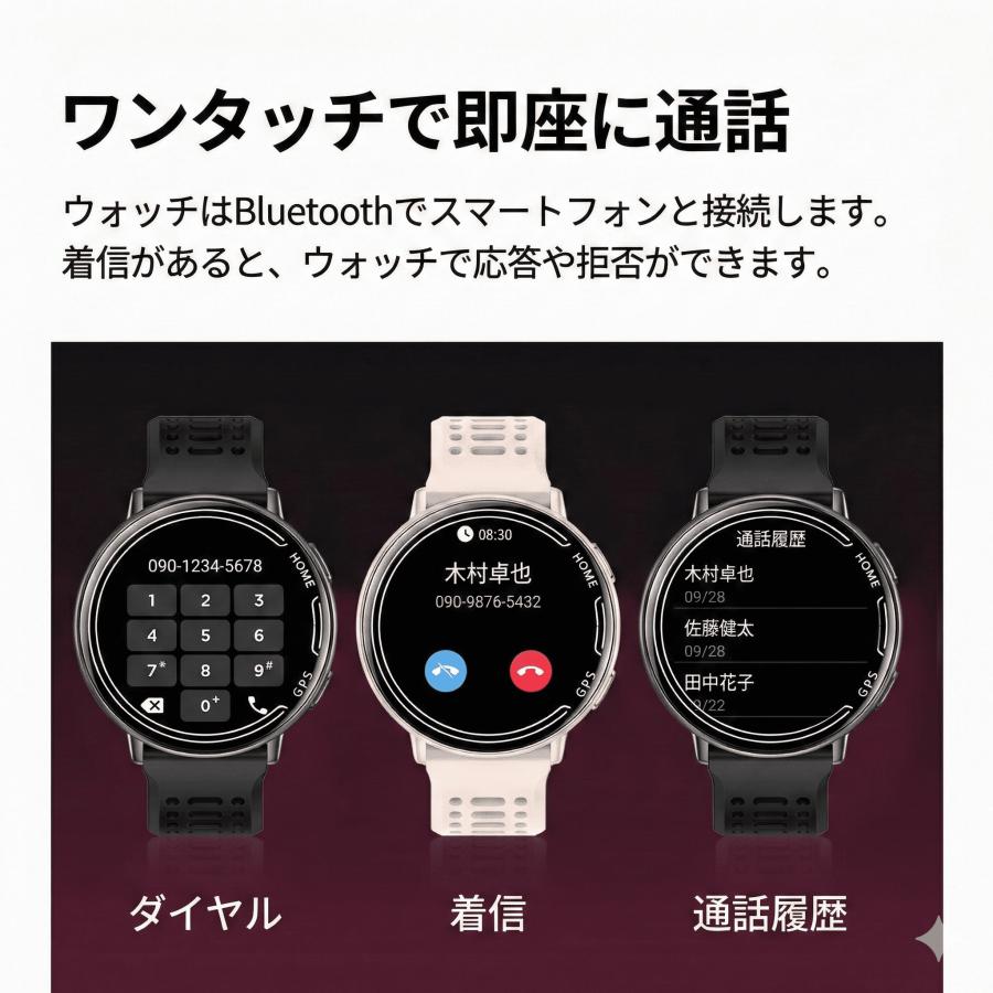 2026新モデル スマートウォッチ 1.91インチ 通話機能付 防水 2026最新 GPS内蔵 スマートウォッチ 通話機能 1.39インチ GPS 運動軌跡