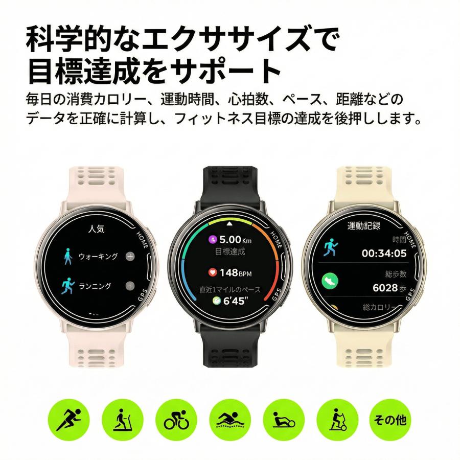 2026最新 GPS内蔵 スマートウォッチ 通話機能 1.39インチ GPS 運動軌跡