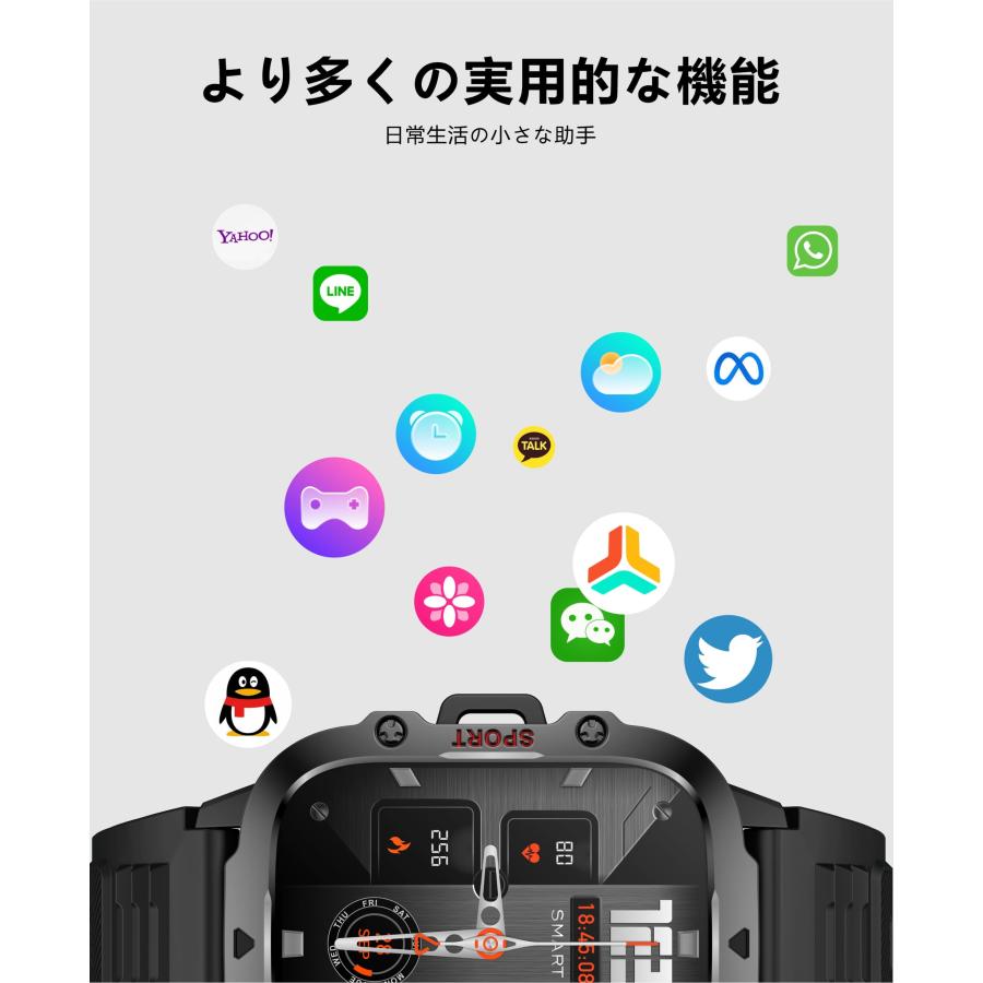 大至急スマートウォッチ 1200mAh大容量バッテリー スマートウォッチ 通話機能 2026最新 2.01大