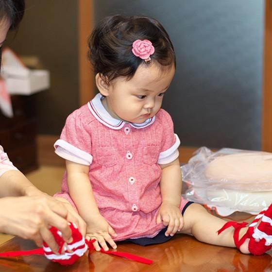 一升餅 誕生餅 ふみもち 1歳お祝い ミニ紅白１升 赤飯 わらじ 風呂敷 えらびとりカード お名前誕生日入 お餅レシピ 小分け袋付｜makiba-mochi｜07