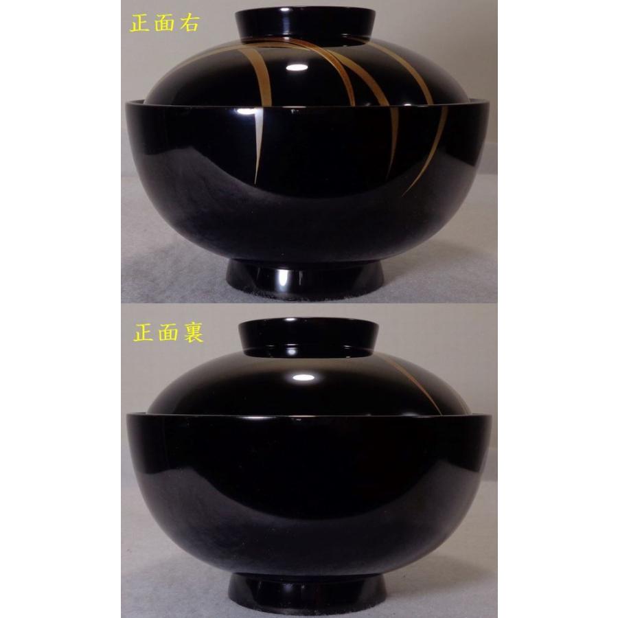 未使用】輪島塗 塩安製 舟曳蒔絵 煮物椀 5客 雑煮椀/吸物椀/大椀 漆器