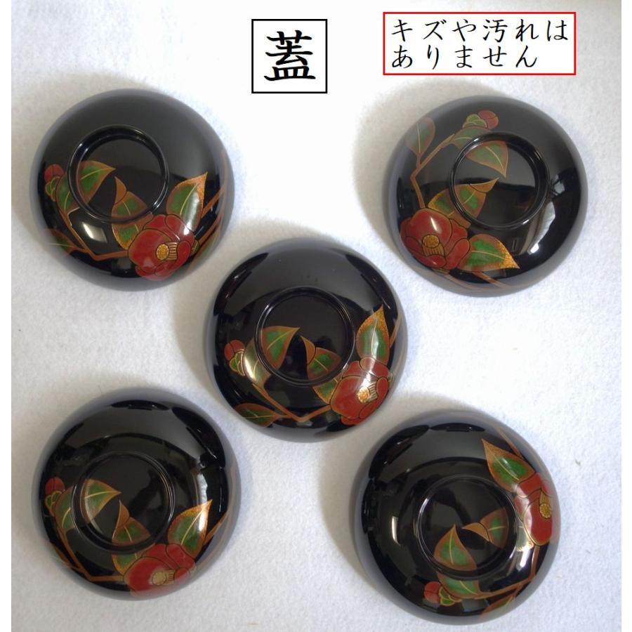 輪島塗 つばき蒔絵 吸物椀5客 輪島塗吸物椀 輪島塗お椀 汁椀 椿 輪島塗 つばき蒔絵 吸物椀5客 輪島塗吸物椀 輪島塗お椀 汁椀 椿