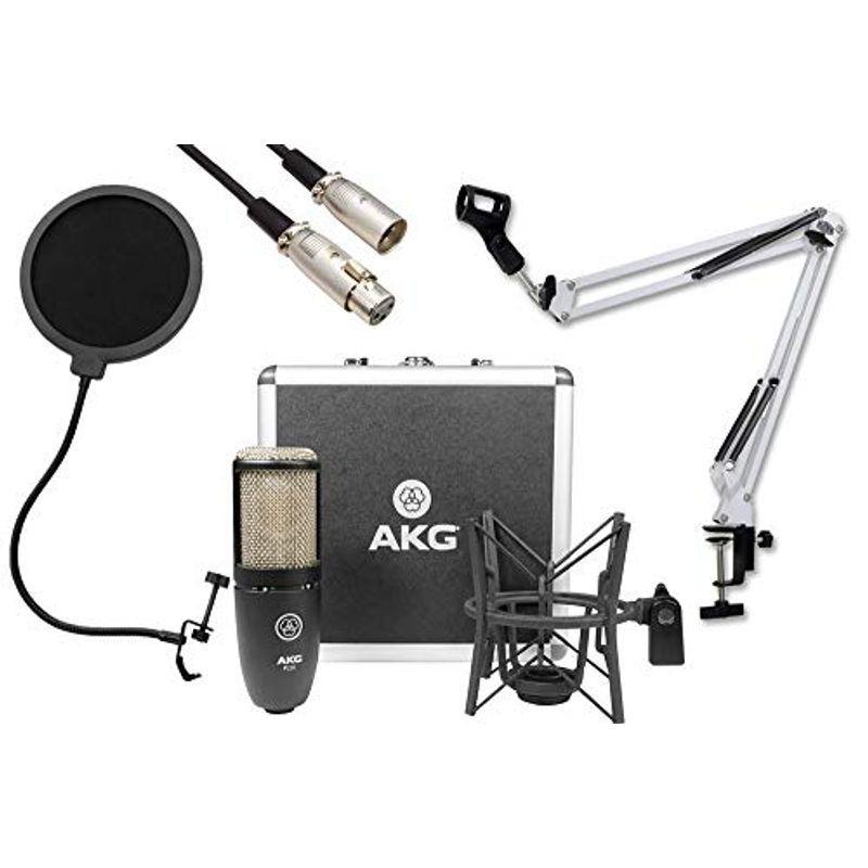 AKG / レコーディング PA機材 P220 安心コンデンサーマイクセット01 3mマイクケーブル 白アームスタンド
