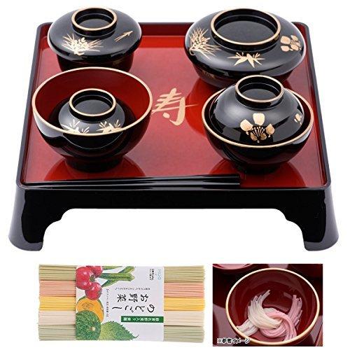 最高 カノー株式会社 お食い初め そうめん 緑黄色野菜入り 黒色 女の子 6点セット 祝膳 食器セット お食い初め用品