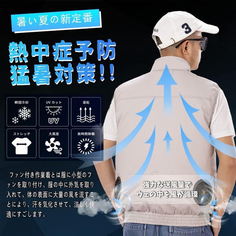 2022 ファン付きベスト バッテリー ファン セット 作業着 ベスト 綿100