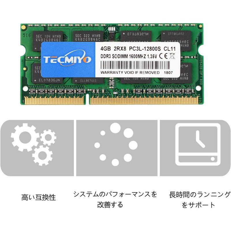 一番の贈り物 テクミヨ ノートPC用メモリ1.35V (低電圧) DDR3L 1600 PC3L-12800 4GB×1枚 204Pin CL11  Non