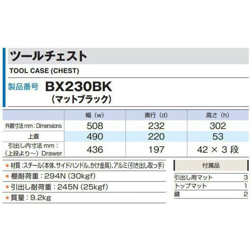 トネ(TONE) ツールチェスト BX230BK ブラック オンラインストア卸値
