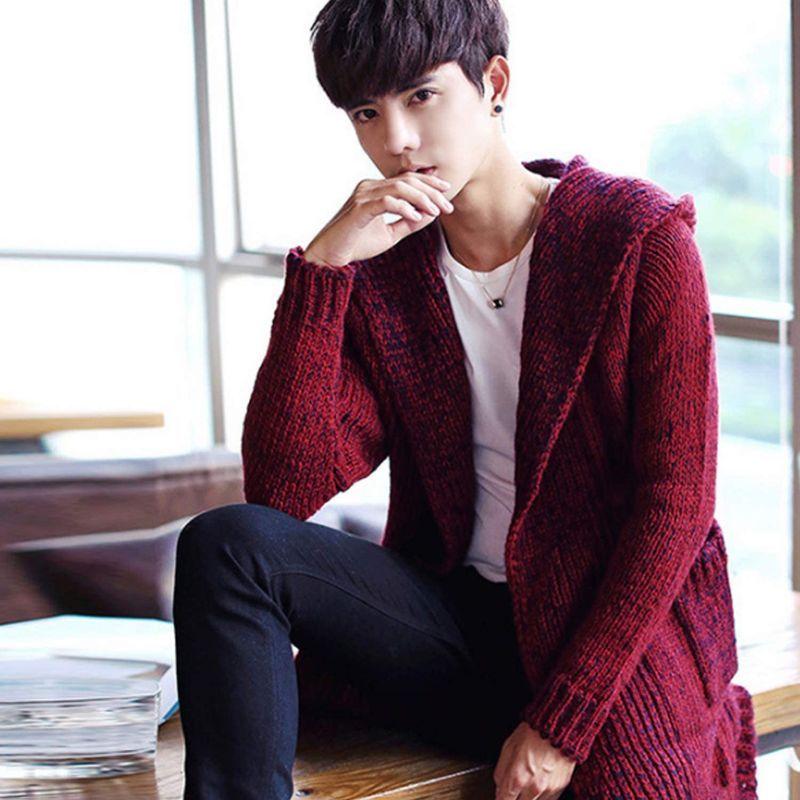 絶品 パーカ ロング丈 カーディガン ニット 大きいサイズ フード付き 厚手 メンズ コーディガン Ambly ミックス調 カジュ きれいめ 羽織 カーディガン Oroagri Eu