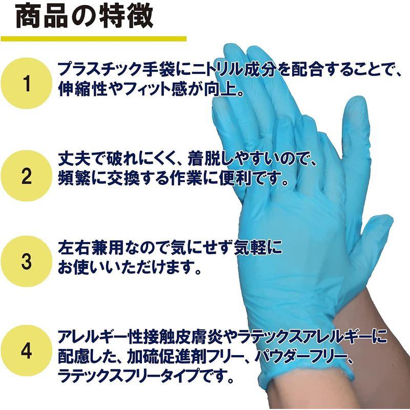 明成　ハイブリッドグローブ　ニトリル　炊事　使い捨て　PVC手袋　掃除　100枚入×20箱セット　ブルー　S　洗い物　パウダーフリー　介護