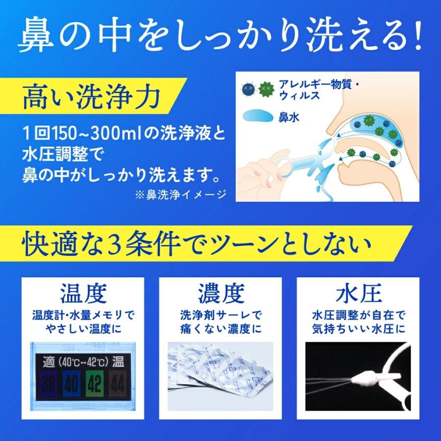 ハナクリーンα(専用洗浄剤サーレMP 30包付き) 鼻うがい 鼻洗い器 鼻
