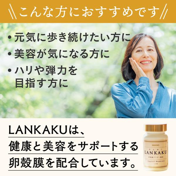 卵殻膜 サプリ LANKAKU 120粒入り(30日分) エラスチン コラーゲン ヒアルロン酸 グルコサミン コンドロイチン｜makino｜02