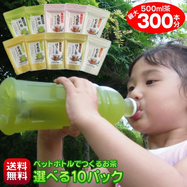 お茶 パック 水出し茶  500mlペットボトル 最大300本作れる 緑茶 玄米茶 麦茶 ほうじ茶 烏龍茶 はと麦茶 和紅茶 6種から選べる 手作り 冷茶 ティーバック｜makinoharacha