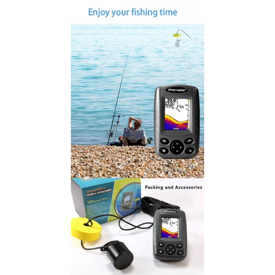 Fish finder カラーLED フィッシュファインダー 魚釣り ソナー 魚群探知機 日本語表示対応 FF188N FF188N