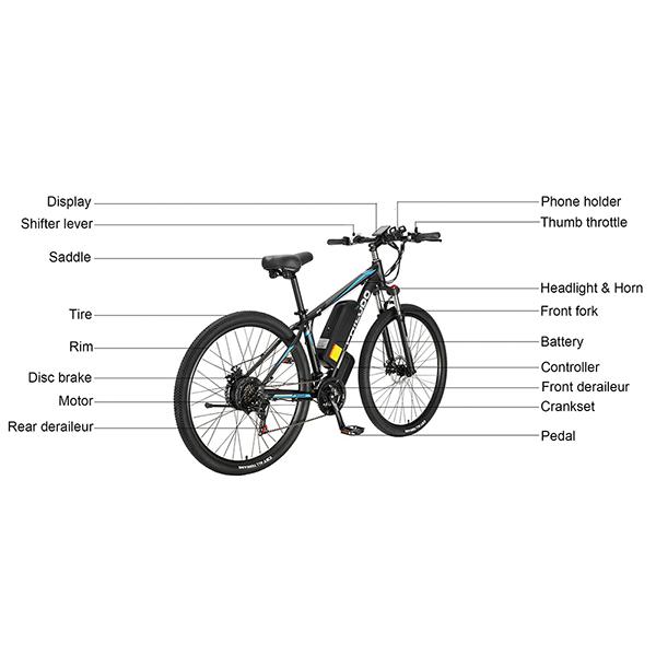 ［即日発送］ 29インチ電動アシスト自転車48V13Ah1000W時速45キロ 外装シマノ21段変速 DYISLAND油圧ブレーキ USB充電機能/携帯ホルダー付き/フェンダー付き P7Blue 【PE1856761497】(66261円)