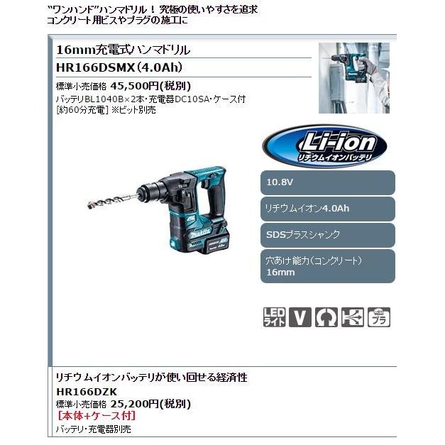 正規店】 16mm 充電式ハンマドリル HR166DSMX 10.8V スライド