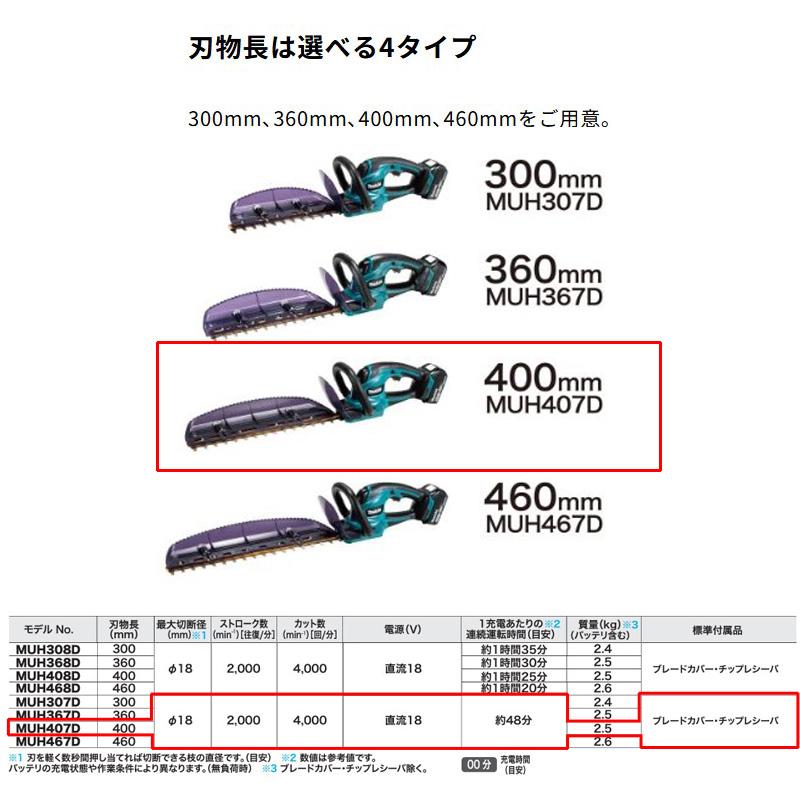 マキタ（makita） 【正規店】 充電式ヘッジトリマ MUH407DWF 刃物長