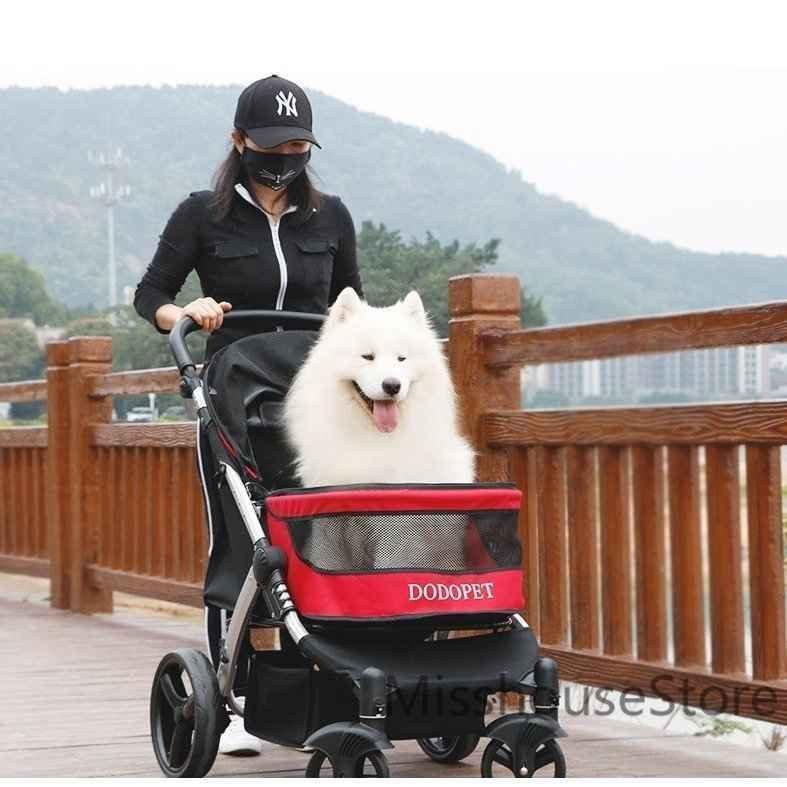 ペット用カート折り畳みベビーカー乳母車キャリーバッグ小型犬中型犬大型犬猫大型商品35kgまでレッドグレーブラック 
