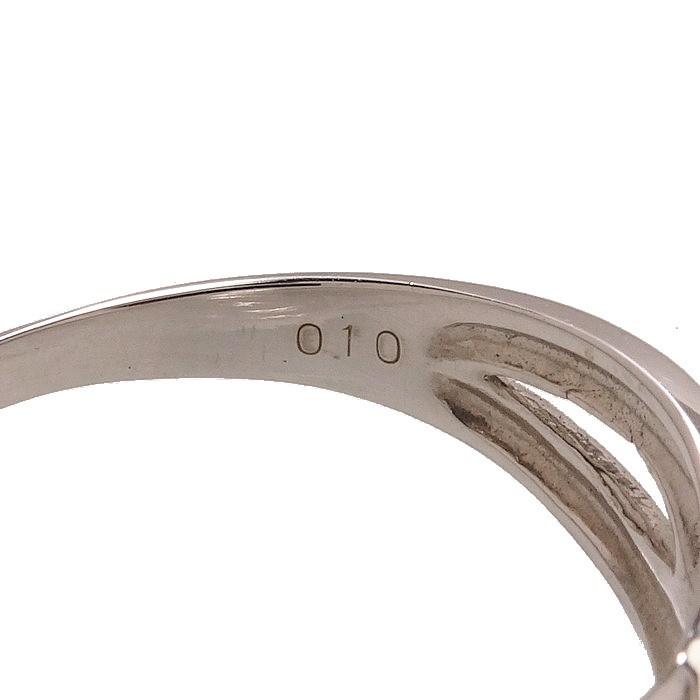 11号 クロスチャーム付き ダイヤモンド 計0.10ct リング・指輪 K18WG