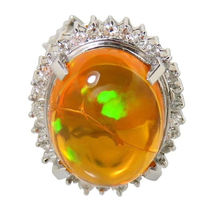 ファイヤー オパール 3.50ct ダイヤモンド 計0.30ct タイピン Pt900 