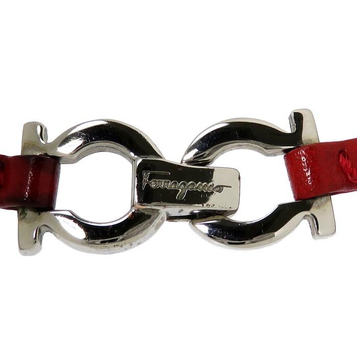 美品　フェラガモ ブレスレット チョーカー ダブルガンチーニ レザー Salvatore Ferragamo ダブルガンチーニ レザー ブレスレット