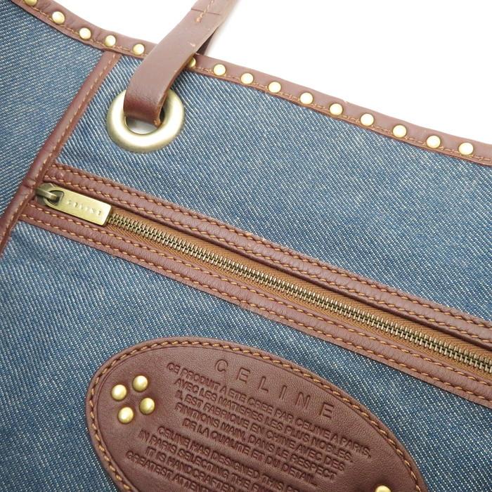 CELINE CELINE/セリーヌ マカダム柄 トートバッグ デニム/レザー CELINE CELINE/セリーヌ マカダム柄 トートバッグ デニム/レザー