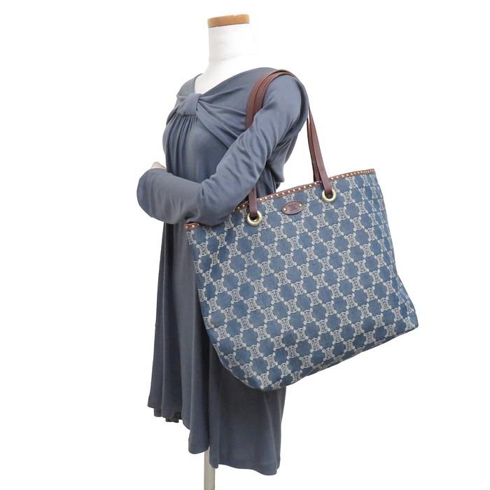 CELINE CELINE/セリーヌ マカダム柄 トートバッグ デニム/レザー CELINE CELINE/セリーヌ マカダム柄 トートバッグ デニム/レザー