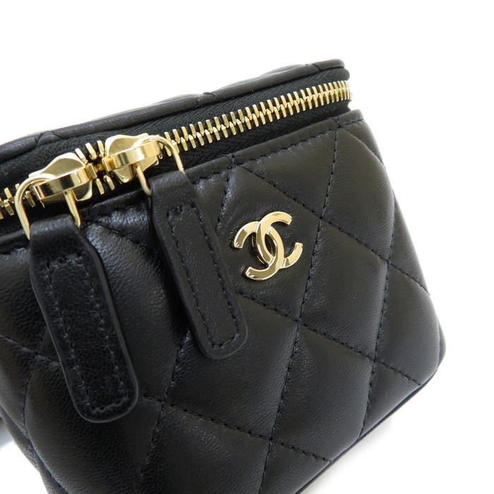 CHANEL/シャネル AP1340 ミニ バニティ バッグ チェーン ショルダーバッグ 30番台 ラムスキン ブラック レディース