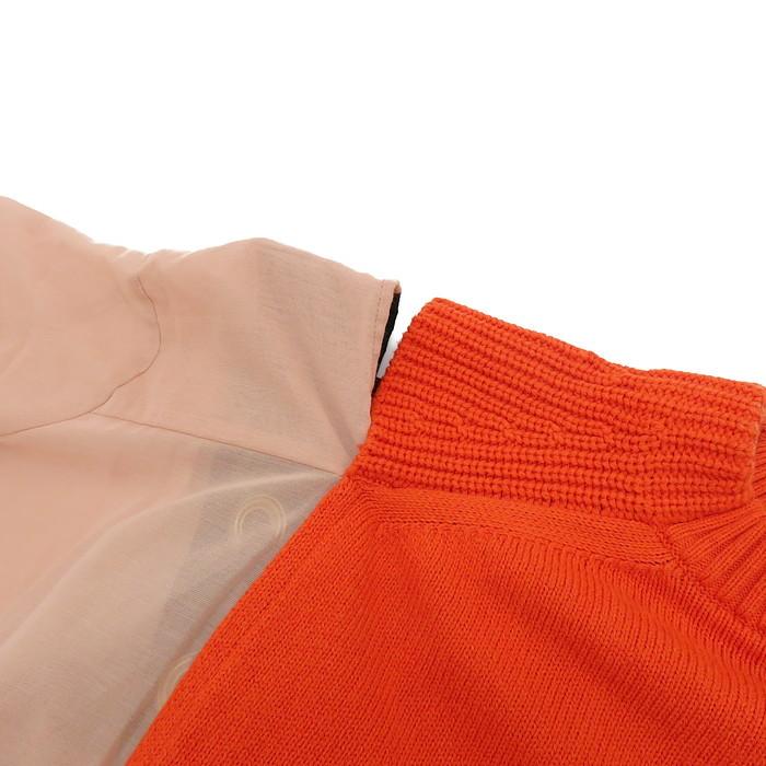 sacai - Sacai サカイ 19AW アシンメトリーリボン ドッキング モックネック コットンニット半袖セーター オレンジ レディース 19-04408 sacai - Sacai サカイ 19AW アシンメトリーリボン ドッキング