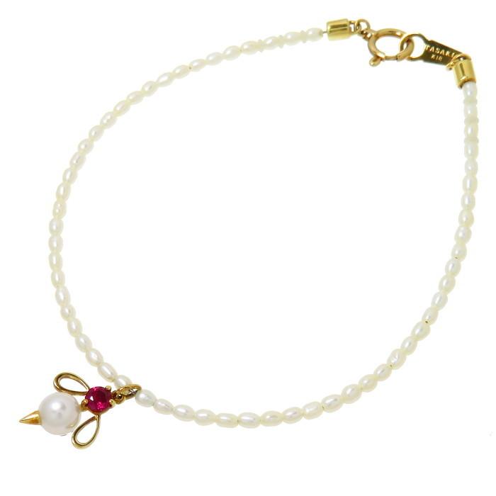 TASAKI 蜂モチーフ ブレスレット TASAKI/タサキ ハチモチーフ/蜂 淡水真珠 ルビー ブレスレット K18