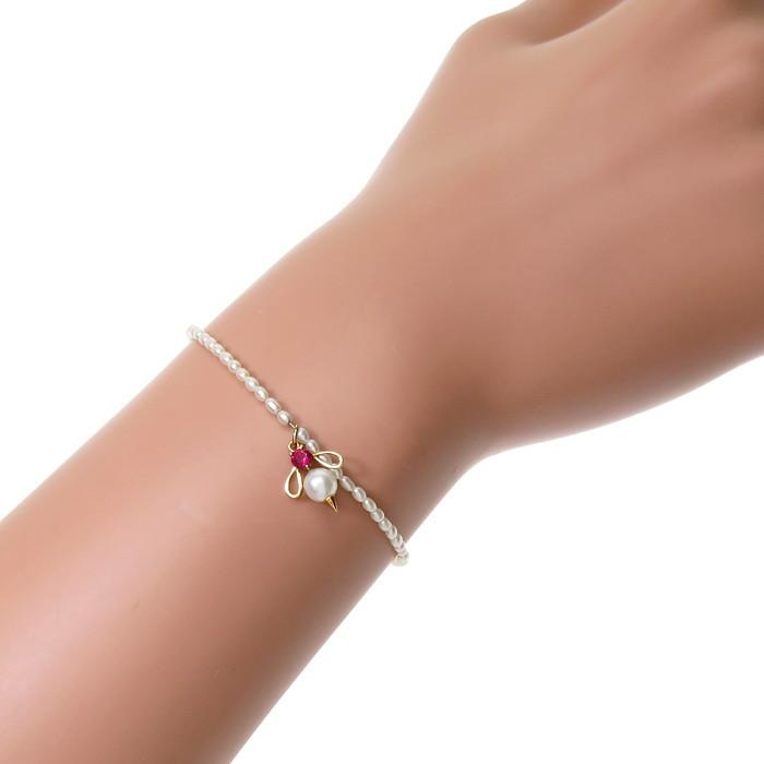 TASAKI/タサキ ハチモチーフ/蜂 淡水真珠 ルビー ブレスレット K18