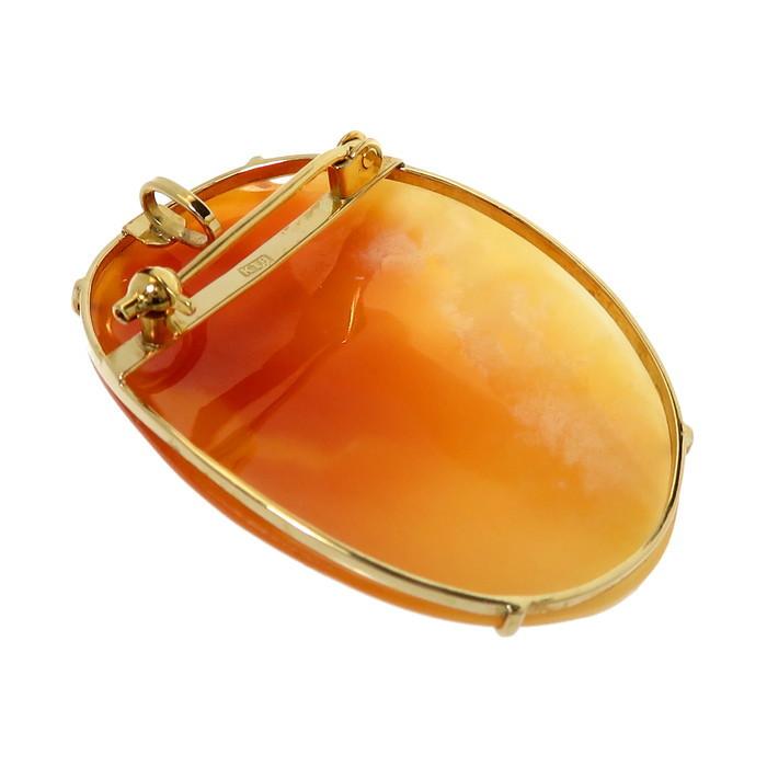 女性象 ブローチ兼 シェルカメオ ペンダントトップ K18ゴールド 7.1g  