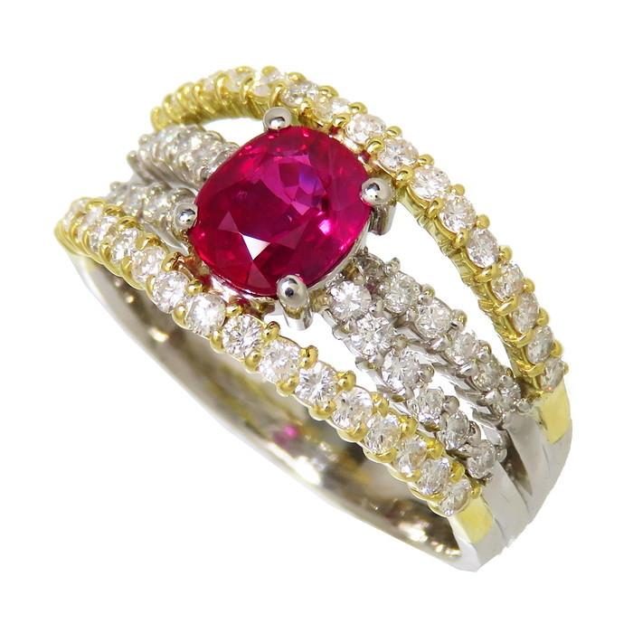 14.5号 コンビカラー ルビー 1.22ct ダイヤモンド 計0.82ct リング 