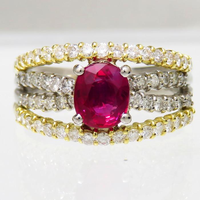 14.5号 コンビカラー ルビー 1.22ct ダイヤモンド 計0.82ct リング 