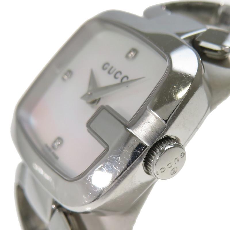GUCCI/グッチ 125.5 シェル ダイヤ3P 腕時計 ステンレススチール  