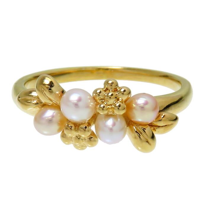 15号TASAKI/タサキ 植物モチーフ 淡水真珠 リング・指輪 K18ゴールド
