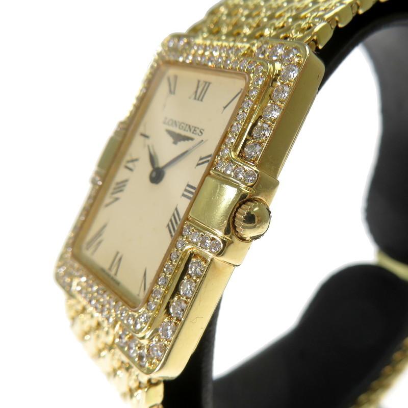 LONGINES（ロンジン） スクエア ダイヤ巻 腕時計 K18YGイエロー
