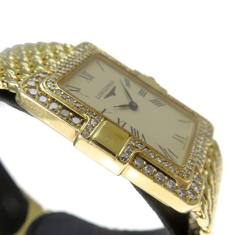 LONGINES（ロンジン） スクエア ダイヤ巻 腕時計 K18YGイエロー