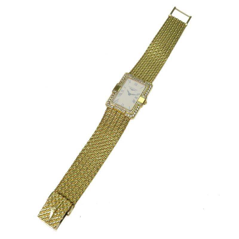 LONGINES（ロンジン） スクエア ダイヤ巻 腕時計 K18YGイエロー