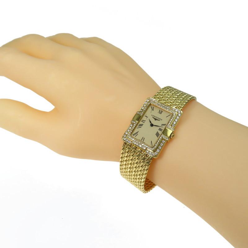 LONGINES（ロンジン） スクエア ダイヤ巻 腕時計 K18YGイエロー