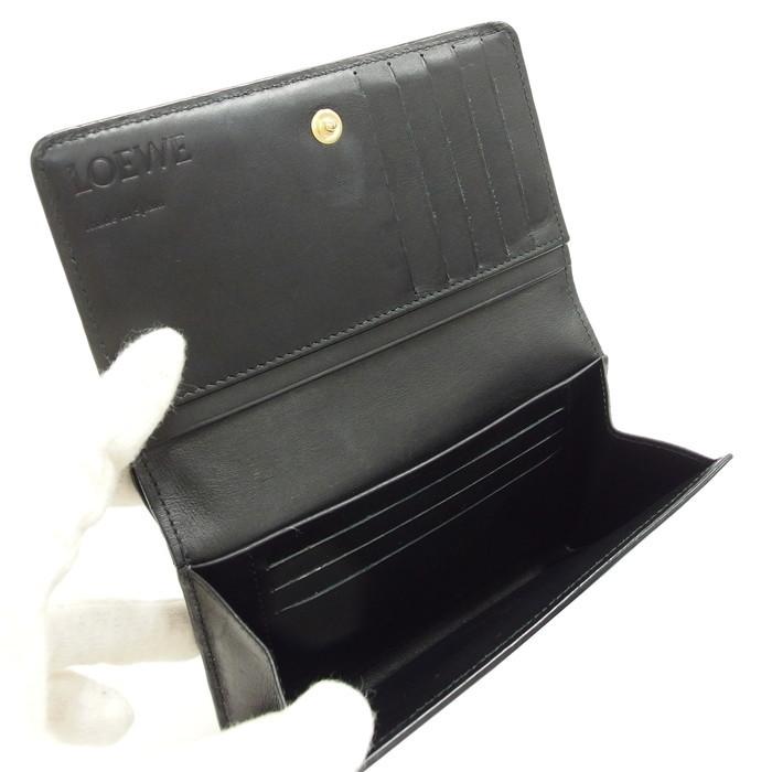 LOEWE（ロエベ） アナグラム コンパクト 二つ折り財布 レザー 黒