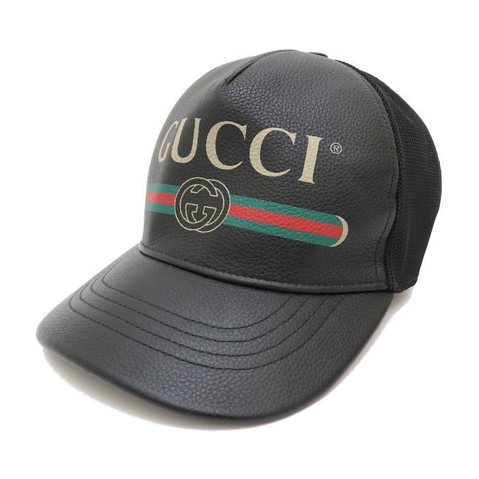 GUCCI GUCCI/グッチ 426887 キャップ レザー ブラック ユニセックス 