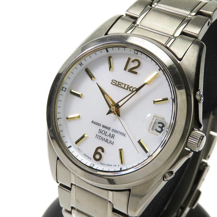 SEIKO スピリット ソーラー電波 腕時計 白 シルバー チタン