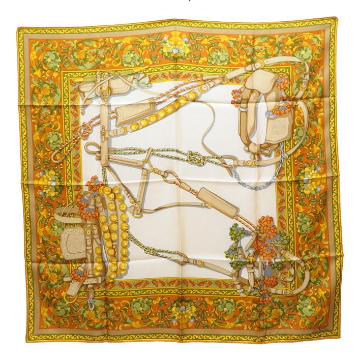 LOEWE（ロエベ） ARNESES ANDALUCES スカーフ シルク100％ オレンジ系