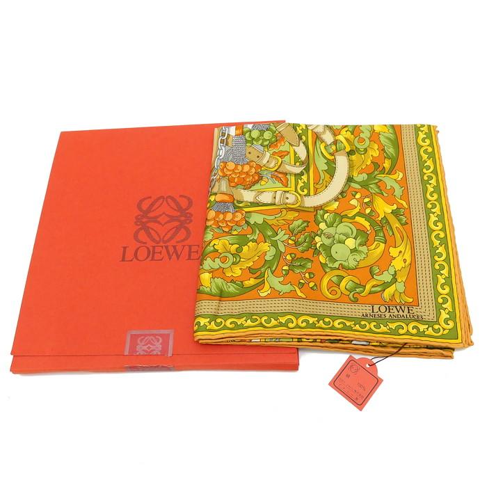 LOEWE（ロエベ） ARNESES ANDALUCES スカーフ シルク100％ オレンジ系