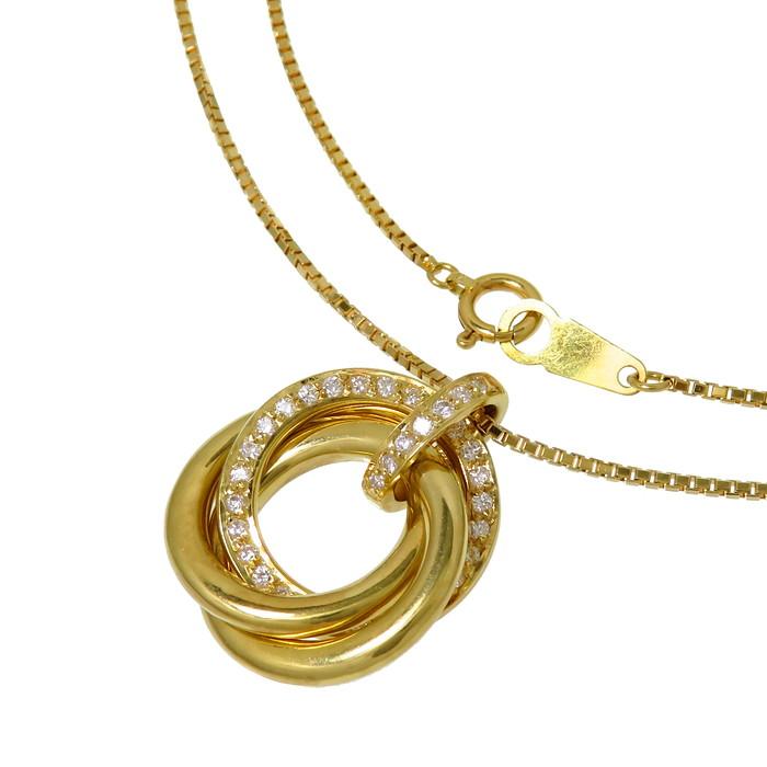 3連サークル ダイヤモンド 計0.32ct ネックレス K18ゴールド 11.3g 