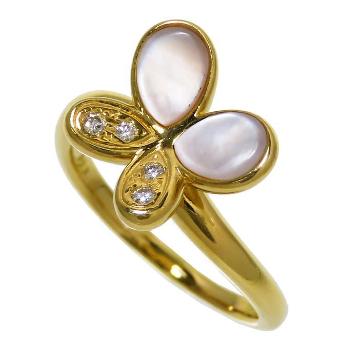 10号TASAKI/タサキ 蝶デザイン/バタフライ シェル ダイヤモンド 計0.03  