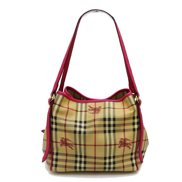 BURBERRY/バーバリー ノバチェック トートバッグ PVC/レザー ベージュ ...