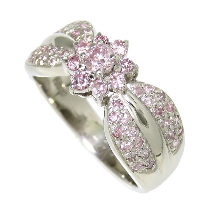 ダイヤモンド　ピンクダイヤモンド　プラチナ　リング　PT900 16号 天然保証 ピンクダイヤモンド 計0.85ct リング・指輪 Pt900